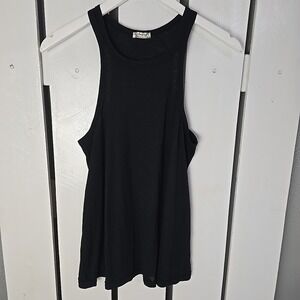 Free People Intimately High Neck Ribbed Swing Tank Small Black